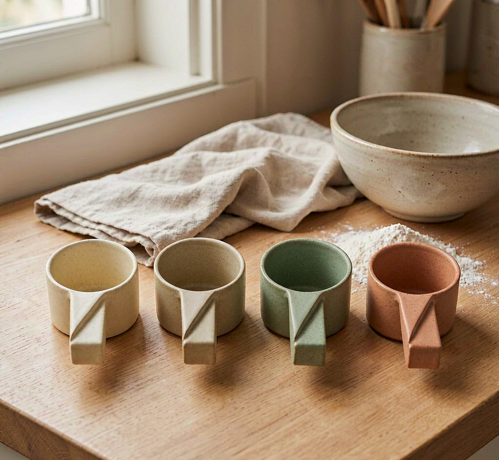 Nesting Stoneware Measuring Cups - set of 4, in a kitchen